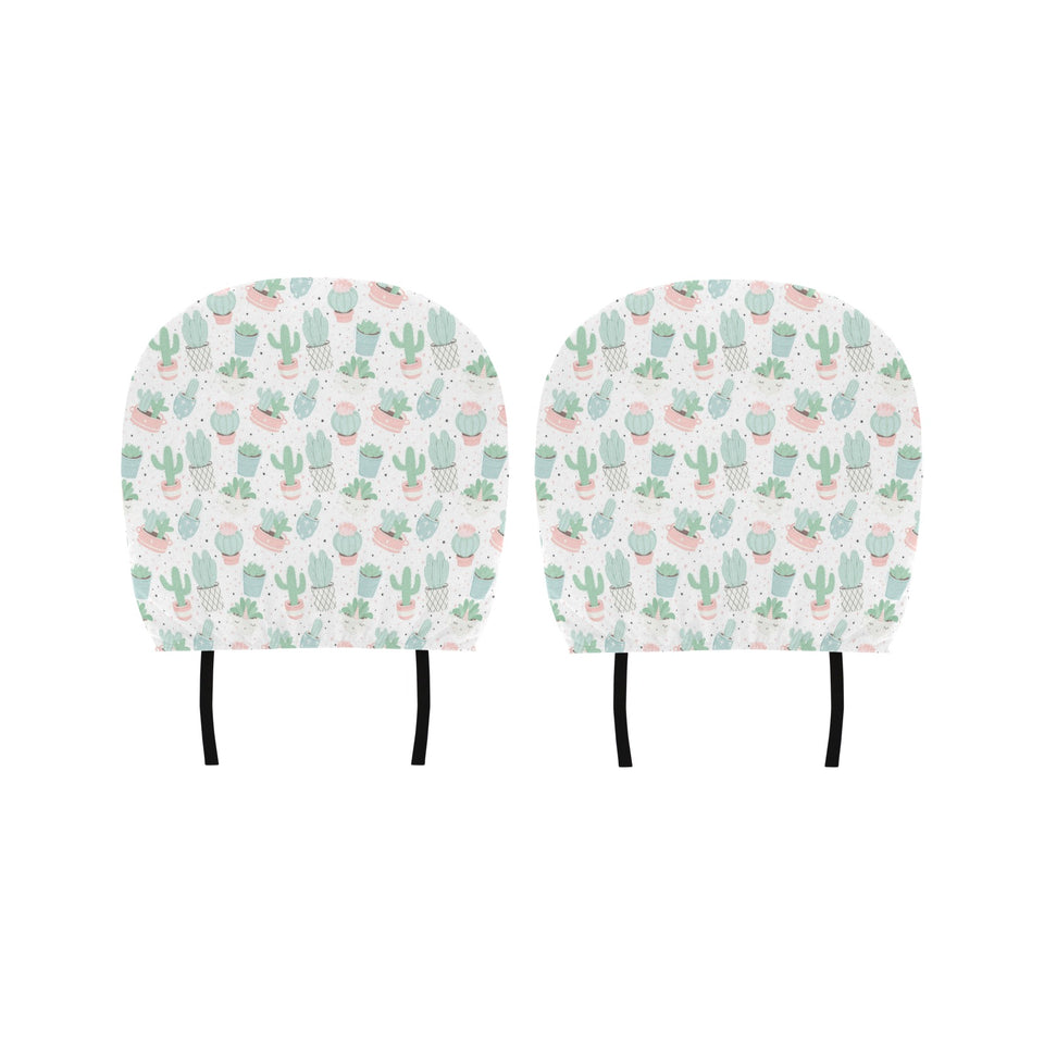 Pastel color cactus pattern Car Headrest Cover