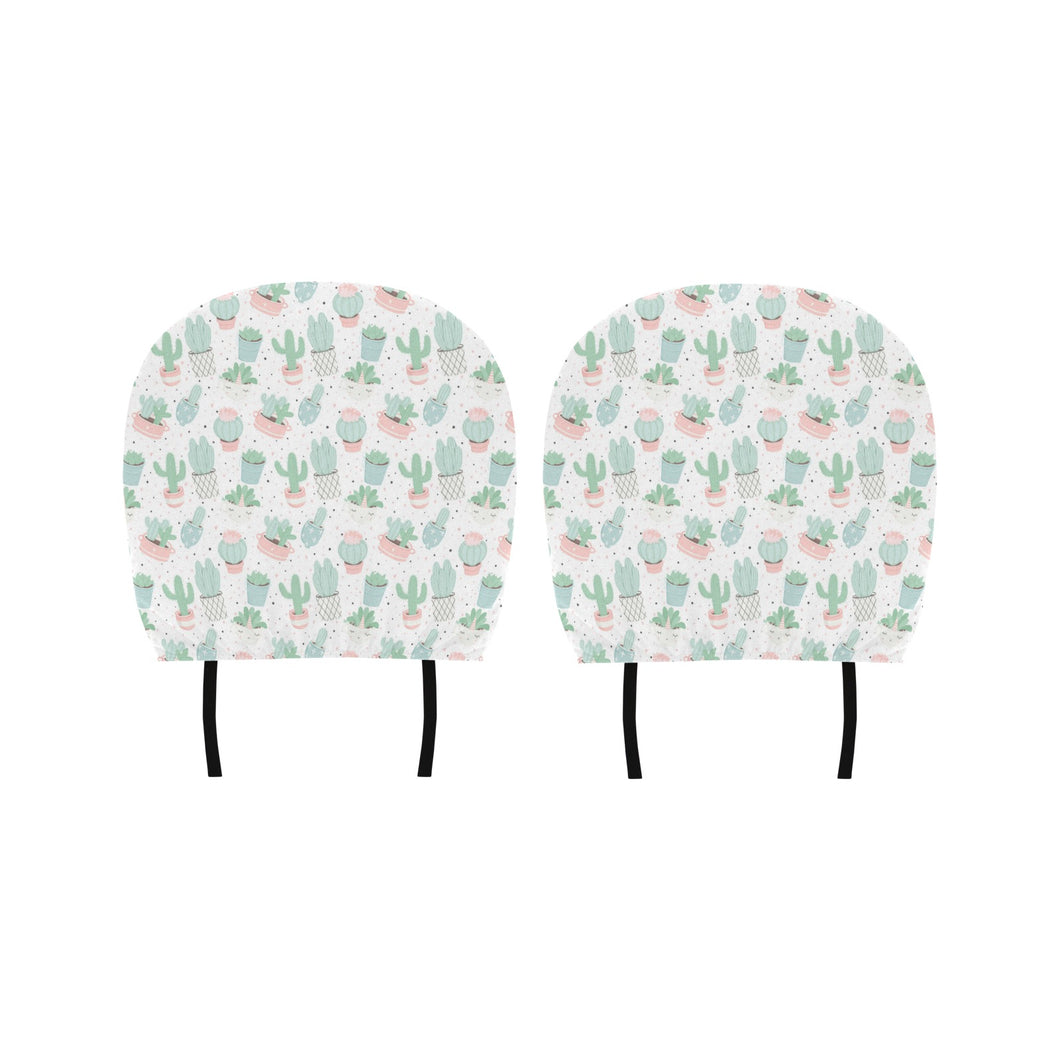 Pastel color cactus pattern Car Headrest Cover