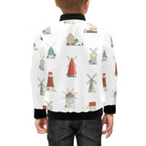 windmill design pattern Kids' Boys' Girls' Bomber Jacket