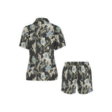 Japanese crane ornament elements Women's V-Neck Short Pajama Set