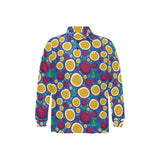 Passion fruit blue background Men's Long Sleeve Polo Shirt