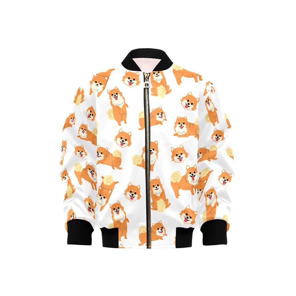 Brown pomeranian pattern Kids' Boys' Girls' Bomber Jacket