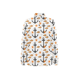 Clown Fish Pattern Print Design 02 Women's Long Sleeve Polo Shirt