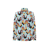 Rooster chicken cock snowfalke Women's Long Sleeve Polo Shirt