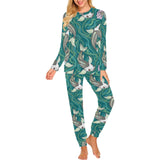 Koi Fish Carp Fish lotus pattern Women's All Over Print Pajama Set