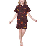 Boomerang Australian aboriginal ornament circle bl Kids' Boys' Girls' V-Neck Short Pajama Set