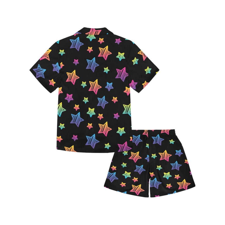 Colorful star pattern Kids' Boys' Girls' V-Neck Short Pajama Set
