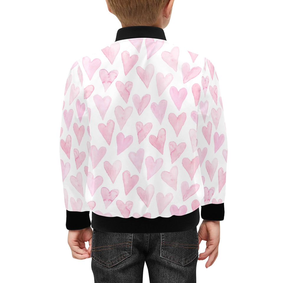 Watercolor pink heart pattern Kids' Boys' Girls' Bomber Jacket