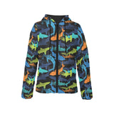 Colorful shark Women's Padded Hooded Jacket
