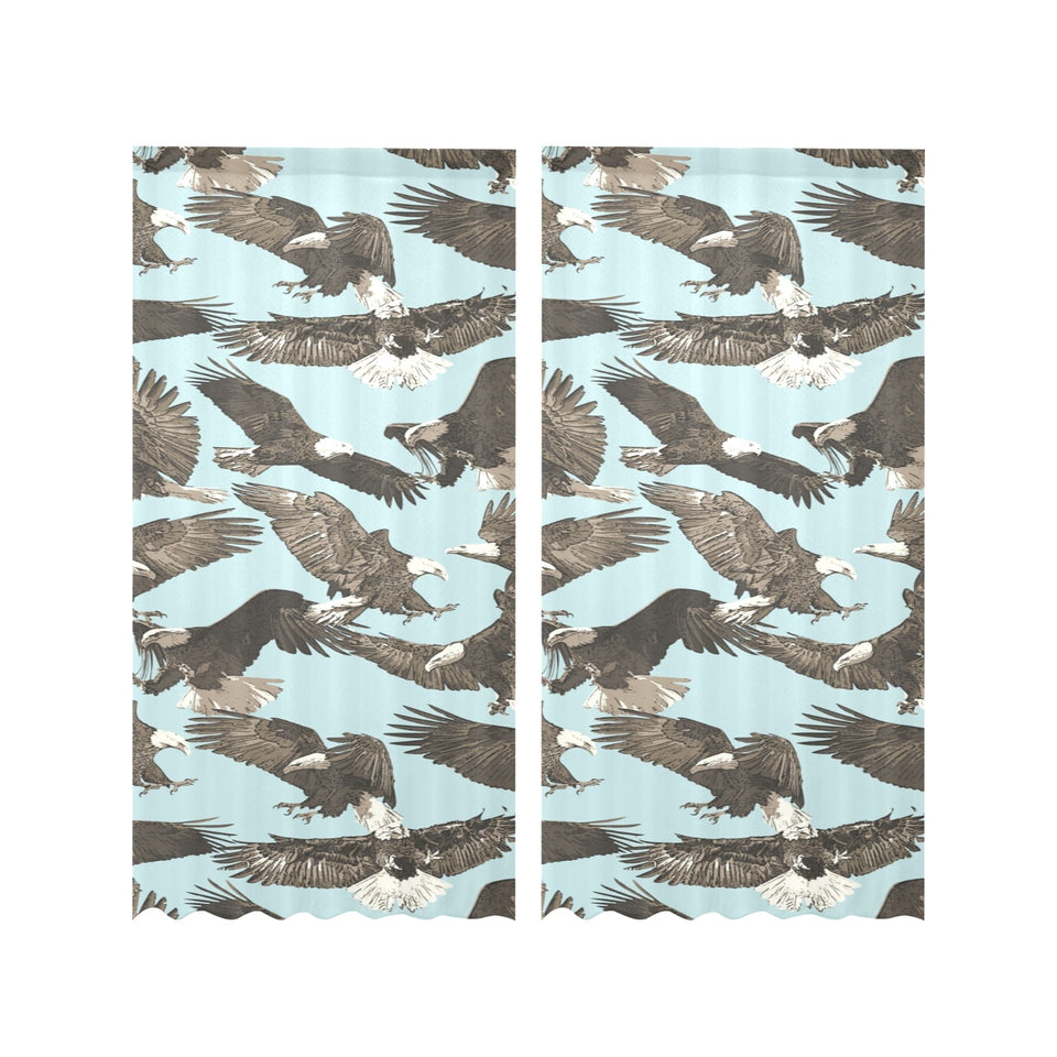 Eagle Pattern Print Design 01 Gauze Curtain
