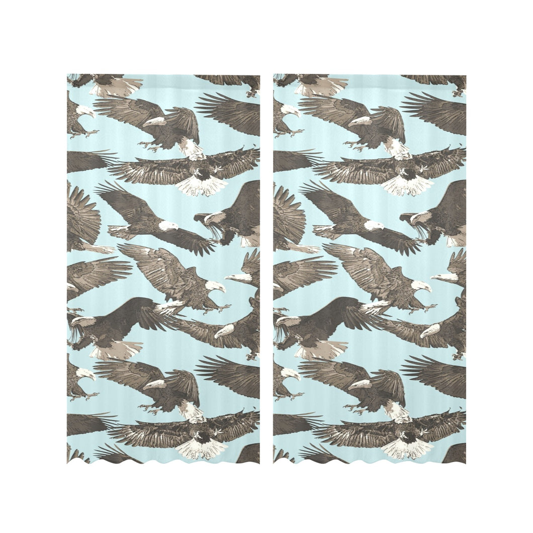 Eagle Pattern Print Design 01 Gauze Curtain