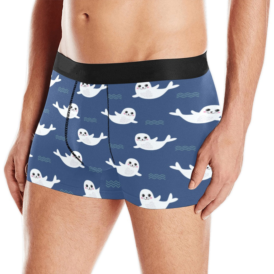 Cute white baby sea lion seal pattern Men's All Over Print Boxer Briefs Men's Underwear