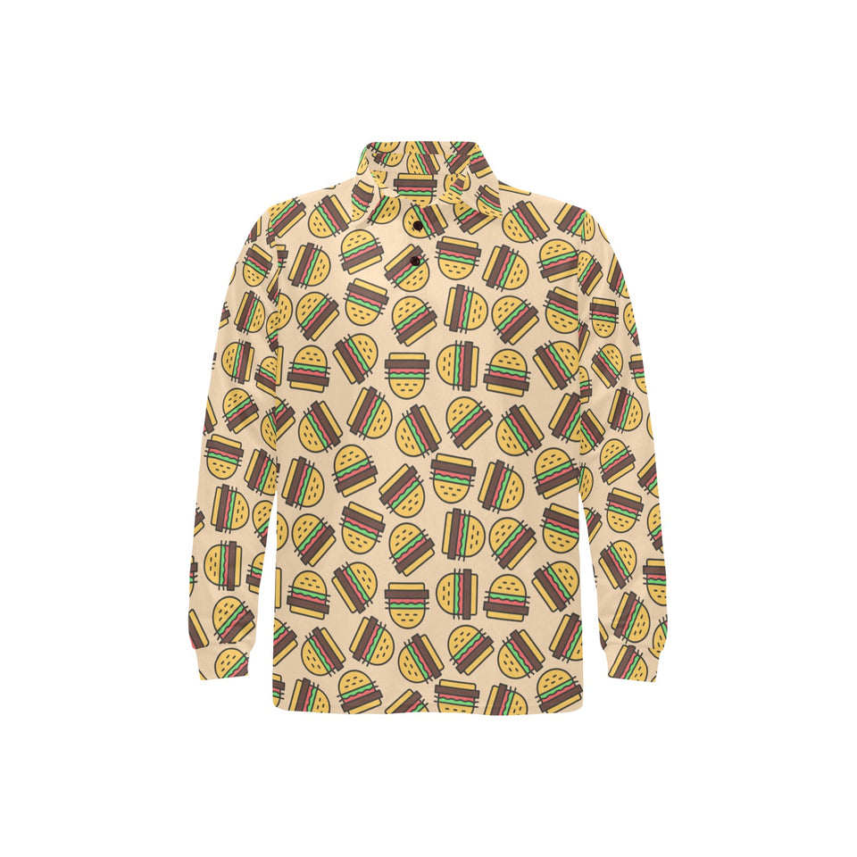 Hamburger Pattern Print Design 01 Men's Long Sleeve Polo Shirt