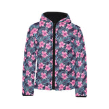 Hibiscus Pattern Print Design 05 Kids' Boys' Girls' Padded Hooded Jacket