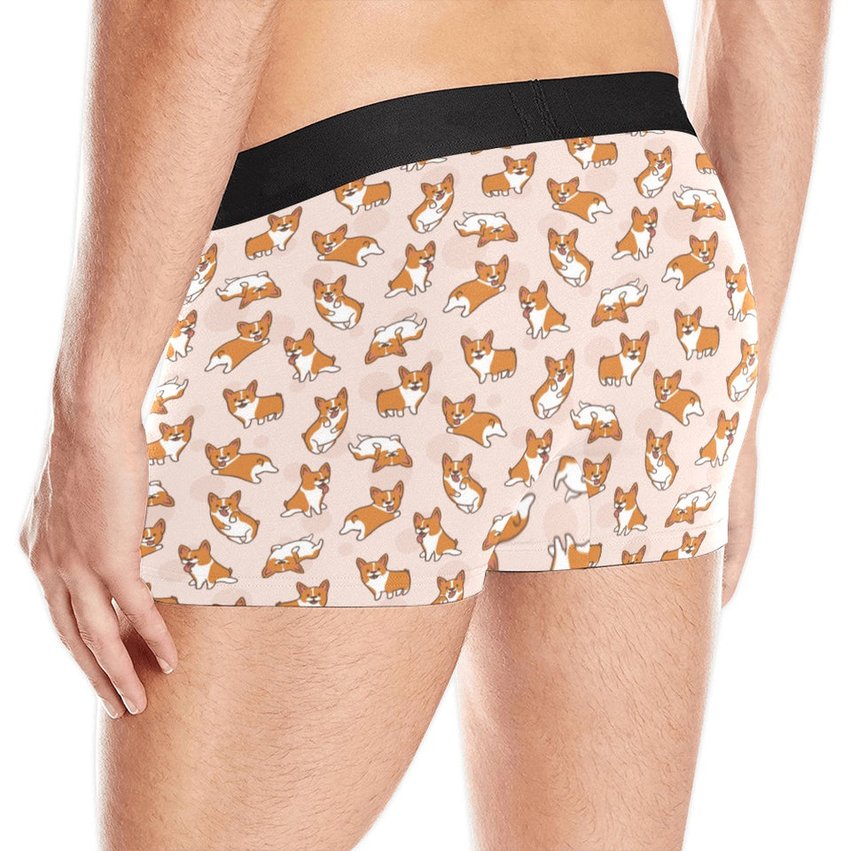 Cute Corgis Pattern pink background Men's All Over Print Boxer Briefs Men's Underwear