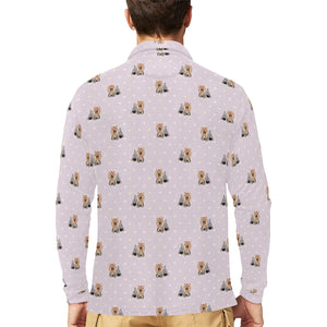 Yorkshire Terrier Pattern Print Design 02 Men's Long Sleeve Polo Shirt