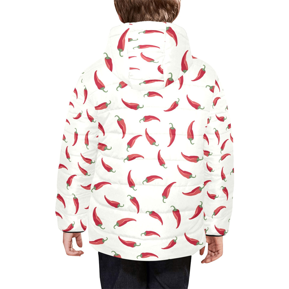 Chili peppers pattern Kids' Boys' Girls' Padded Hooded Jacket