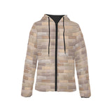 Brick Printed Pattern Print Design 01 Women's Padded Hooded Jacket
