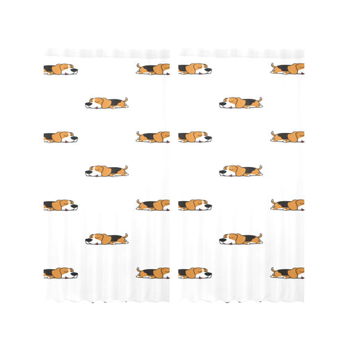 Cute beagle dog sleeping pattern Gauze Curtain