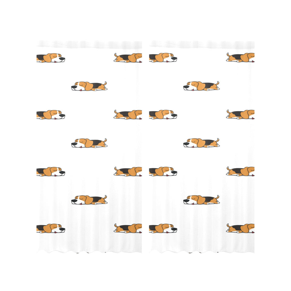 Cute beagle dog sleeping pattern Gauze Curtain