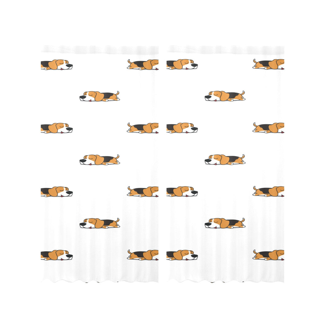Cute beagle dog sleeping pattern Gauze Curtain