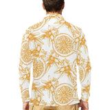 hand drawn orange fruit pattern Men's Long Sleeve Polo Shirt