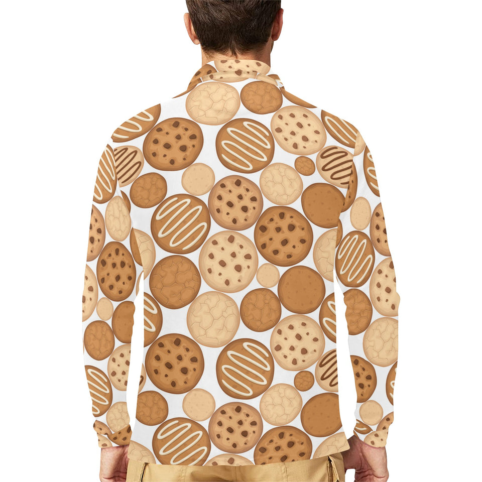 Various cookie pattern Men's Long Sleeve Polo Shirt