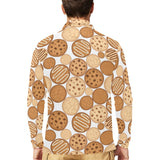 Various cookie pattern Men's Long Sleeve Polo Shirt