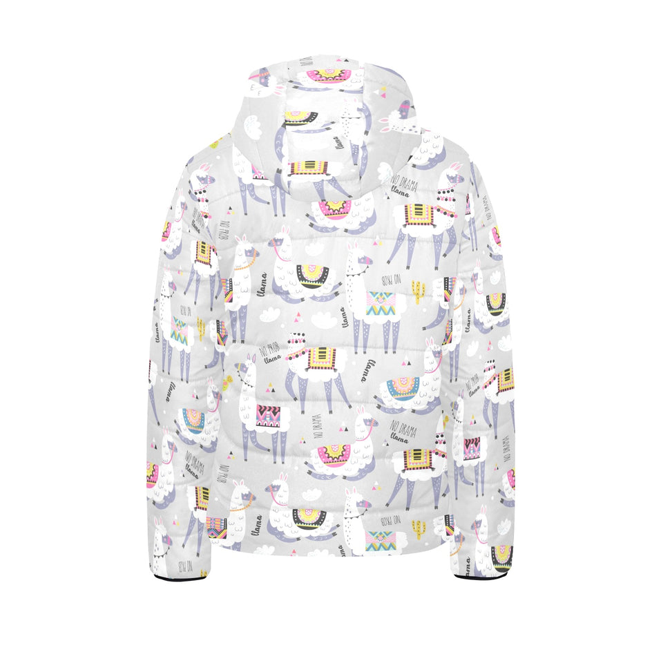 Cute Llama Alpaca pattern Kids' Boys' Girls' Padded Hooded Jacket