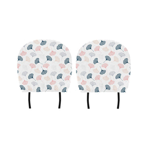 Black Gray Cream coral ginkgo leaves pattern Car Headrest Cover