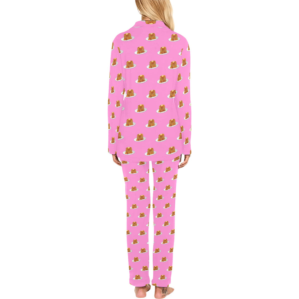 Pancake Pattern Print Design 04 Women's Long Pajama Set