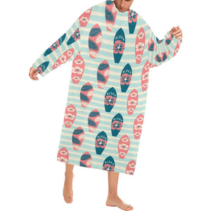 Surfboard Pattern Print Design 02 Blanket Robe with Sleeves