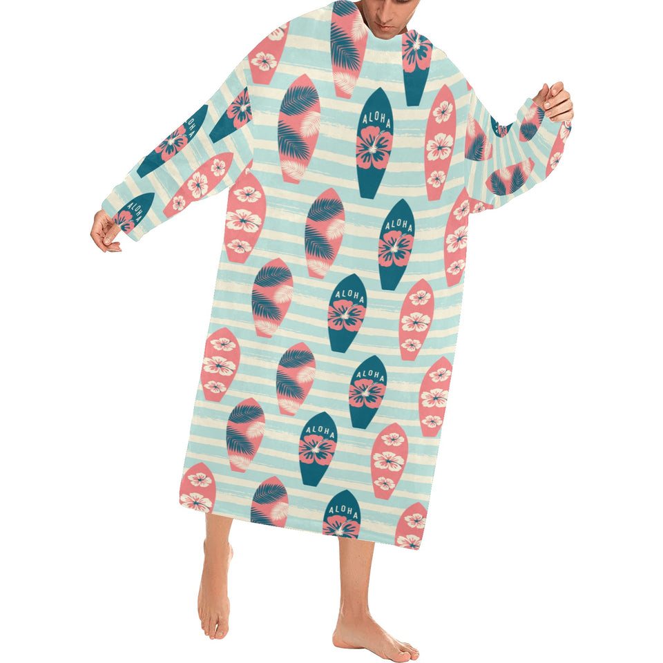 Surfboard Pattern Print Design 02 Blanket Robe with Sleeves