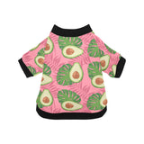 Avocado slices leaves pink back ground All Over Print Pet Dog Round Neck Fuzzy Shirt