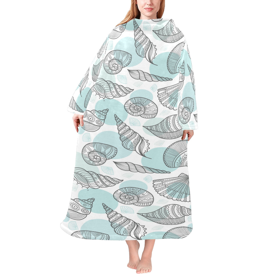 Shell polynesian tribal Blanket Robe with Sleeves