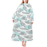 Shell polynesian tribal Blanket Robe with Sleeves