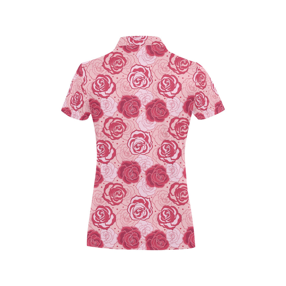 Rose Pattern Print Design 02 Women's All Over Print Polo Shirt