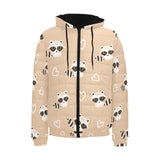 Cute raccoon heart pattern Men's Padded Hooded Jacket