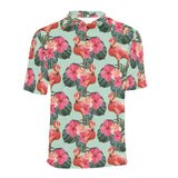 Beautiful flamingo tropical palm leaves hibiscus p Men's All Over Print Polo Shirt