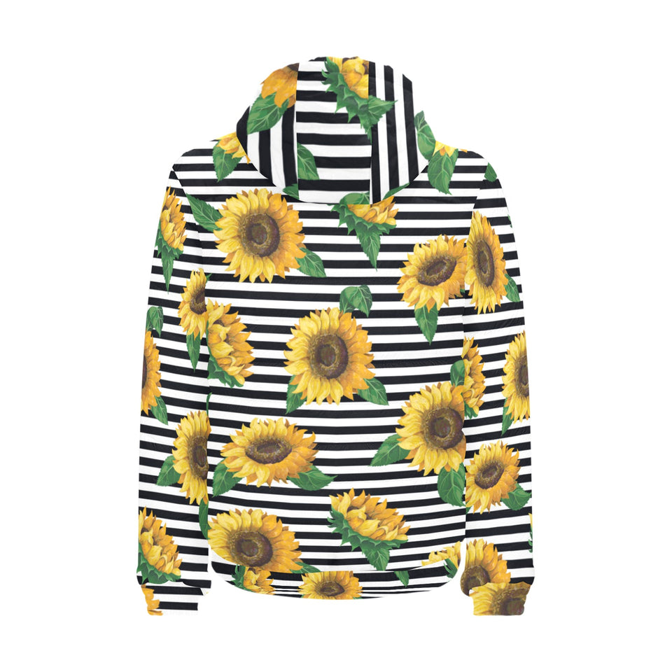 sunflowers ribbon background Men's Padded Hooded Jacket