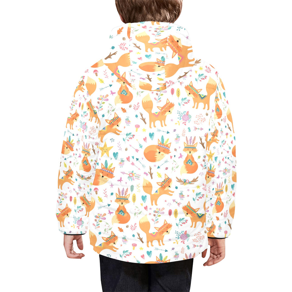 cute tribal fox pattern Kids' Boys' Girls' Padded Hooded Jacket