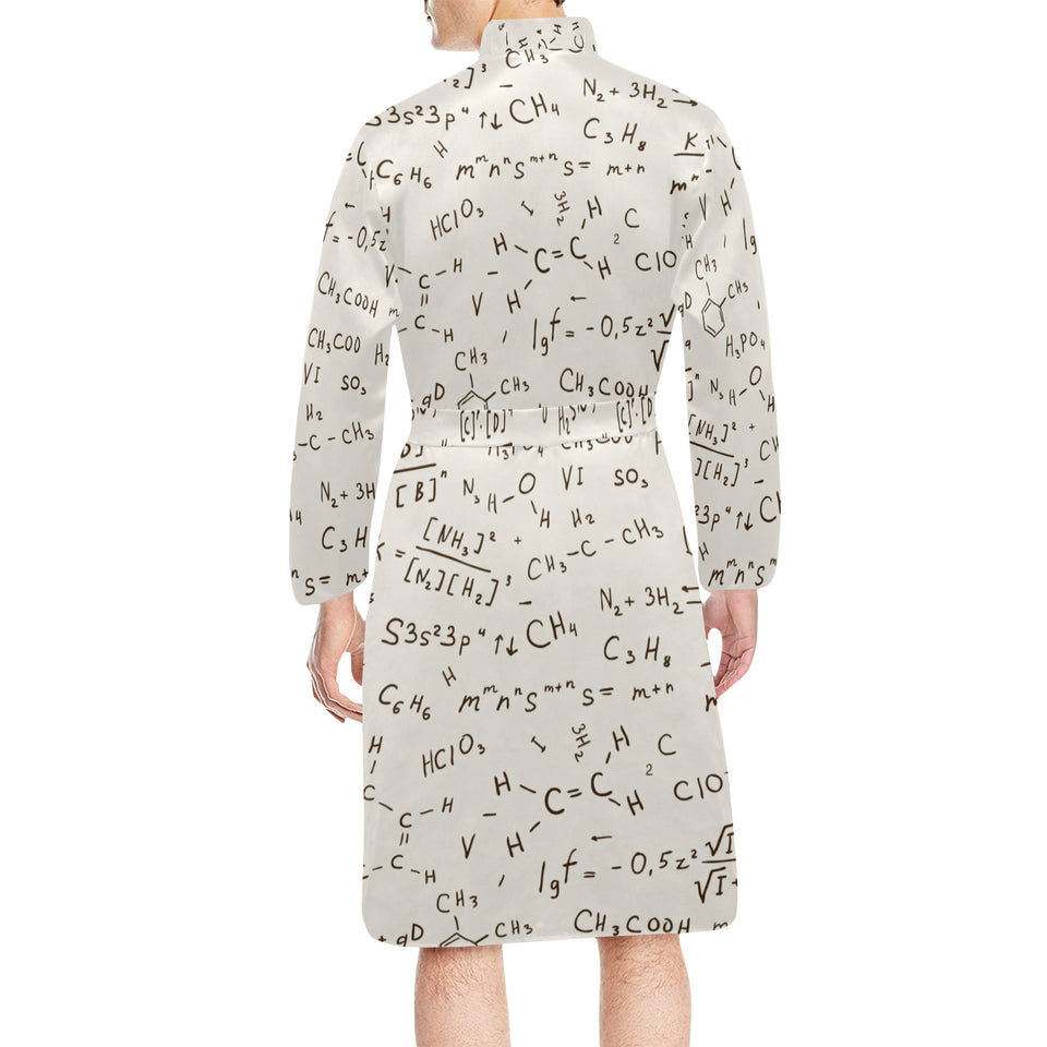 Chemistry Periodic Table Pattern Print Design 04 Men's Long Sleeve Belted Night Robe