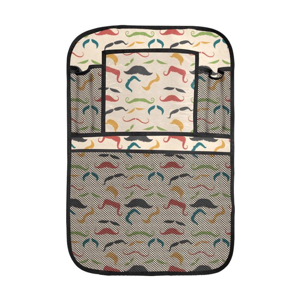 Mustache Beard Pattern Print Design 03 Car Seat Back Organizer