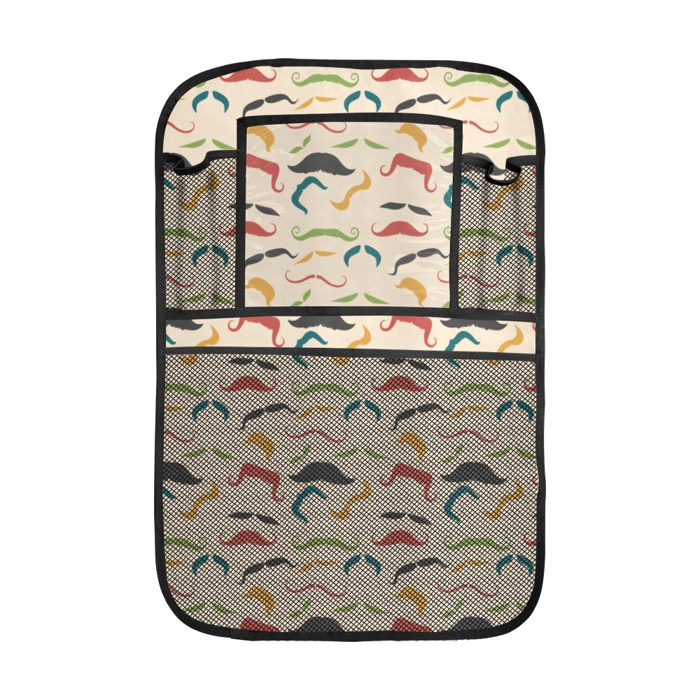 Mustache Beard Pattern Print Design 03 Car Seat Back Organizer