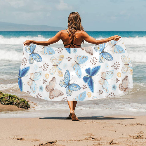 blue butterfly pattern Beach Towel