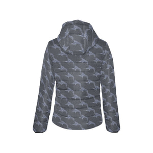 Swordfish Pattern Print Design 03 Women's Padded Hooded Jacket