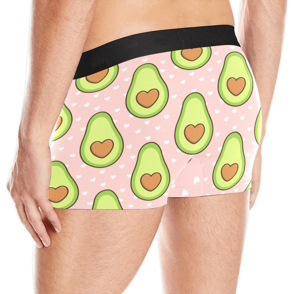 Avocado heart pink background Men's All Over Print Boxer Briefs Men's Underwear