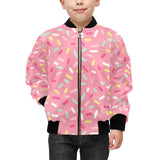 Pink donut glaze candy pattern Kids' Boys' Girls' Bomber Jacket