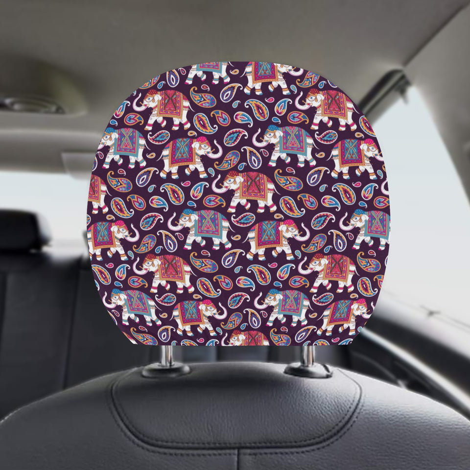 Elephant indian style ornament pattern Car Headrest Cover