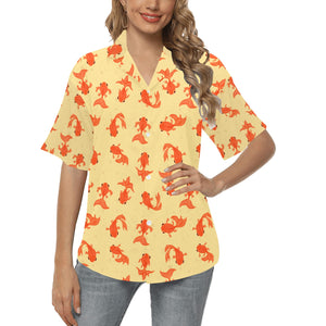 Goldfish Pattern Print Design 02 Women's All Over Print Hawaiian Shirt